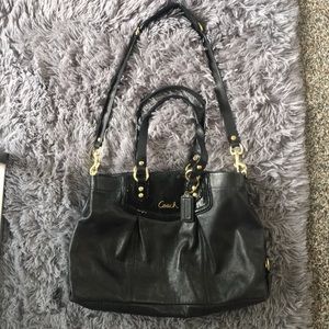 Coach Soft Pebble Leather Black Purse with Strap
